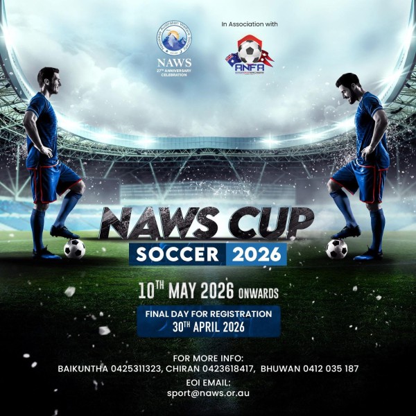 NAWS कप सकर  २०२६: दर्ता खुला, अन्तिम मिति ३० अप्रिल