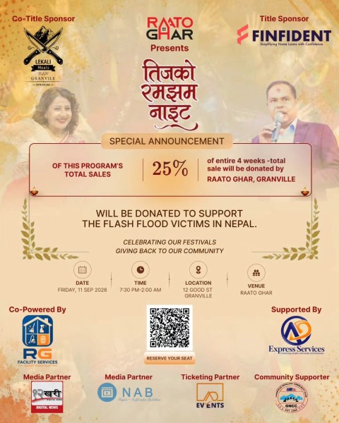 अस्ट्रेलियामा तीजको अवसरमा बाढीपीडितलाई सहयोगः ‘रातो घर’ को कुल बिक्रीको २५ प्रतिशत नेपाल पठाइने