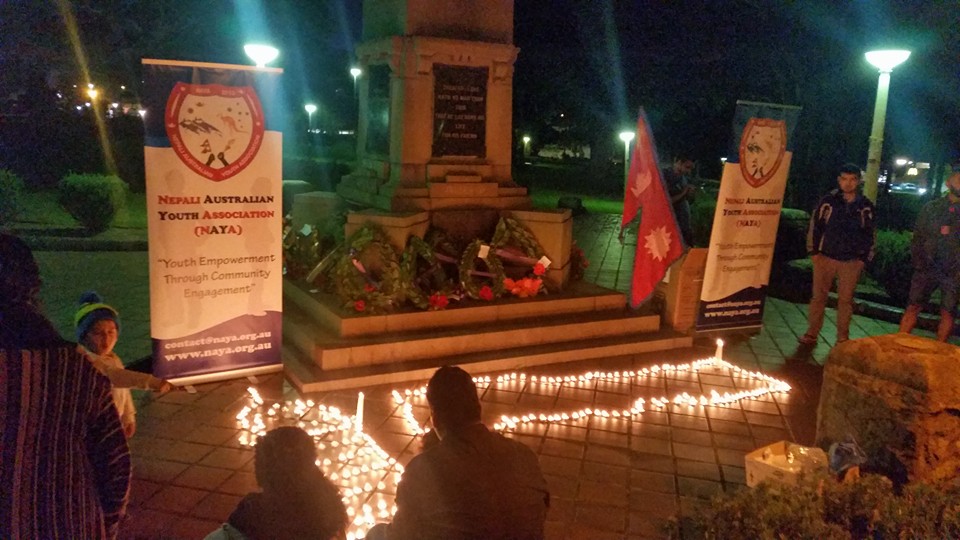 भुकम्पको सम्झनामा सिड्नीमा दीप प्रजोलन