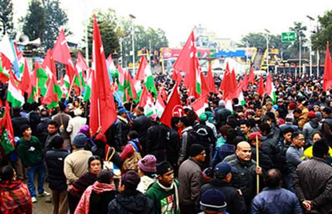  ३० दलिय मोर्चा जुलुस १३ ठाँउबाट